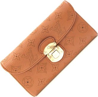 Louis Vuitton Brown Cognac Mahina Leather Long Wallet (Tri-Fold) (Pre-Owned)