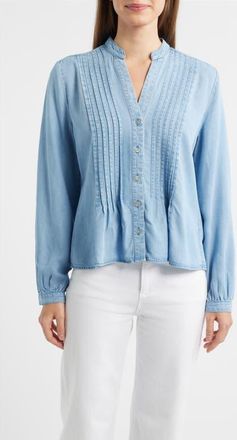Cloth & Stone Pintuck Chambray Button-Up Shirt in Beach Blue Wash at Nordstrom, Size X-Small