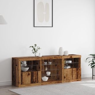 Berkfield Home Sideboard with LED Lights Old Wood 181, 5x37x67 cm Engineered Wood in Brown | Size: 5 x 37 x 67 cm