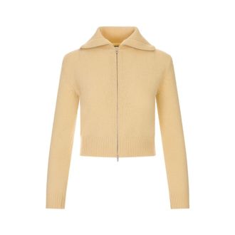 Jil Sander Cardigans, female, Yellow, Size: XL Zip-Up Cardigan