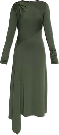 Victoria Beckham Kleedjes, Dames, Groen, XS, Asymmetrische jurk met drapering