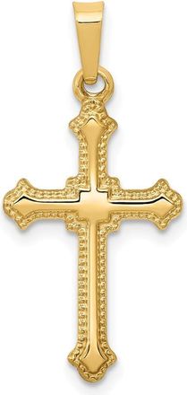 Diamond2Deal 14k Yellow Gold Polished Fleur de Lis Cross Pendant