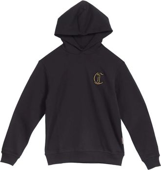 Just Cavalli Zwart Geborduurde Lurex Hoodie Sweatshirt - Heren - Hoodies - Zwart - 2XL - Katoen - Hoodies & sweatvesten