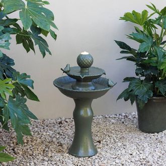 PRIMROSE Perchnig Bothwell Birds 3 Tier Water Fountain in Green