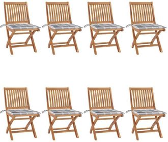 vidaXL Vidaxl - Sillas de jardín plegables 8 uds madera maciza teca con cojines