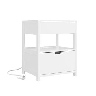 SoBuy Sobuy Mesilla De Noche Blanca Con 2 Cajones C&oacute;moda Con Cajones Y Puerto Usb Mueble Auxiliar De Madera Para Sal&oacute;n 45&times;38&times;55 Cm Capacidad De Carga 30 Kg 