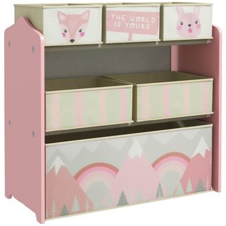 OEM Organizador De Juguetes Para Ni&ntilde;os Estanter&iacute;a Para Juguetes Con 6 Cajas De Tela No Tejida Extra&iacute;bles 63x30x66 Cm Rosa