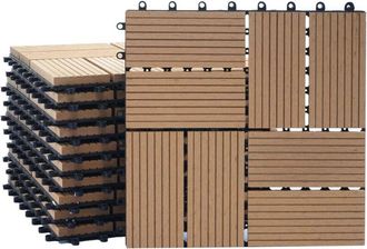 Hhg Non utilizzato] Piastrelle Premio pavimentazione da esterno Rhone T831 wpc 30x30cm 11 pezzi 1mq teak quadrati