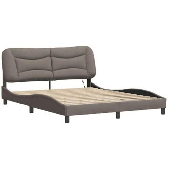 vidaXL Con Led Sin Colch&oacute;n Tela Gris Taupe 160x200 Cm Vidaxl