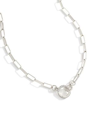 Mint & Lily Pave Mint Paperclip Necklace in Silver at Nordstrom