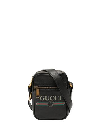 Gucci Borsa a tracolla mini in pelle di vitello pieno fiore con logo 2016-2025 - Nero