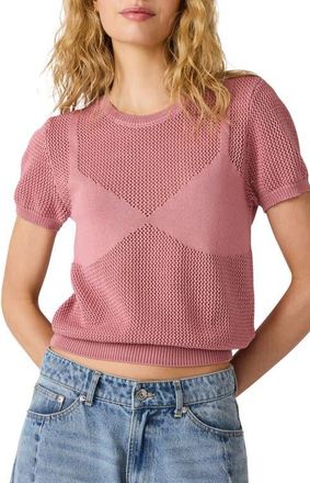 Steve Madden Blakelee Open Stitch Short Sleeve Sweater in French Rose at Nordstrom, Size X-Small