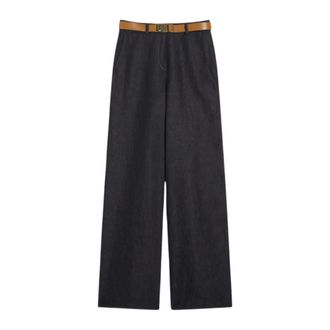 Max Mara Dames, Broeken, Blauw, Maat: L Katoen