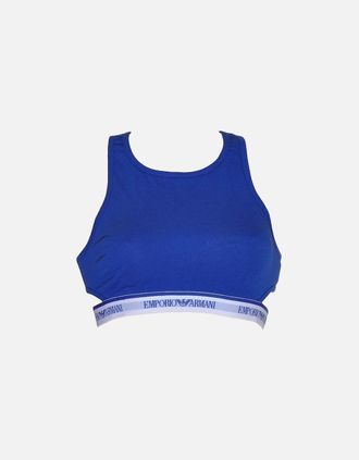 Emporio Armani Womens Visibility Stretch Cotton Bralette, Electric Blue - Size: 10/8/10