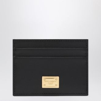 Dolce & Gabbana Black leather card holder with logo tag