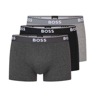 HUGO BOSS Heren Bodywear Logo Boxershorts (Set van 3) (Grijs/Zwart)
