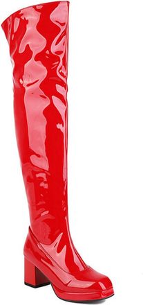 Generic Red,3.5 UK,Platform Knee High Boots for Womens Chunky Block Heel Tall Boot Side Zipper Party Club Fall Winter Dress Shoes
