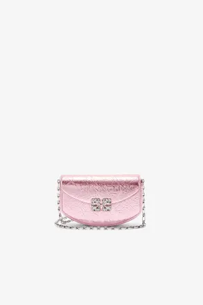 Ganni Pink Lulu Wallet On Chain in Metallic