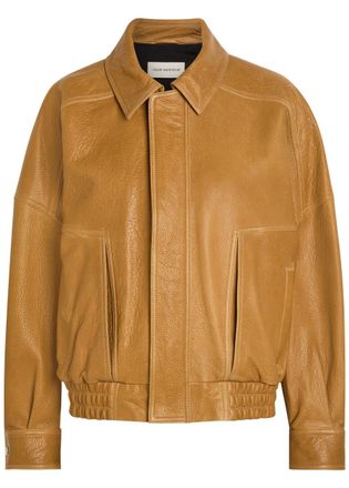 Nour Hammour Dalma Grained Leather Jacket - Light Brown - XL (UK16 / XL)