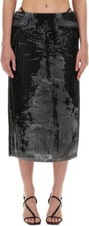 Diesel Black Abstract Midi Skirt