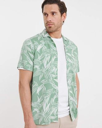 Jacamo Short Sleeve Revere Collar Print Shirt