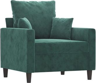 vidaXL Sillón de terciopelo verde oscuro 60 cm vidaXL