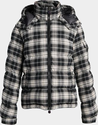 Moncler Men & apos;s Airor Check Down Hooded Puffer Jacket