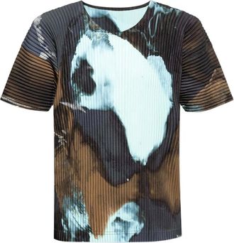 Homme Plissé Issey Miyake T-shirt con stampa astratta - Verde