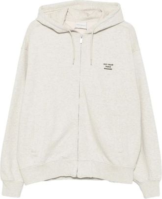 Dr&ocirc;le de Monsieur Slogan Full Zip Hoodie - Heren - Vesten met rits - Grijs - XL - Katoen - Hoodies & sweatvesten