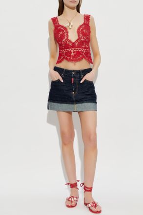 Dsquared2 Short Knitted Top, Womens, Navy Blue