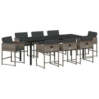 vidaXL Conjunto De Comedor De Jard&iacute;n 9 Pcs Gris Rat&aacute;n Sint&eacute;tico Vidaxl