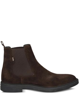BOSS Stivali Calev in pelle scamosciata con inserti elasticizzati - Marrone