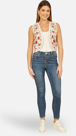 Yumi Folk Embroidered Cotton Waist Coat in Multi at Nordstrom, Size Medium