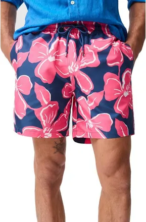 Rodd & Gunn Broadford Floral Swim Trunks in Fuchsia at Nordstrom, Size Xxx-Large