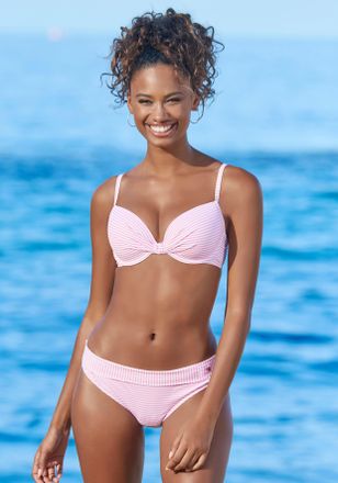 s.Oliver B&uuml;gel-Bikini S.OLIVER, Damen, Gr. 36, Cup B, rosa (ros&eacute;, wei&szlig;), Recycling-Polyamid, gestreift, Bikini-Sets B&uuml;gel-Bikini, in Knoten-Optik