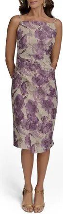 DKNY Floral Metallic Jacquard Midi Dress in Wisteria M at Nordstrom, Size 4