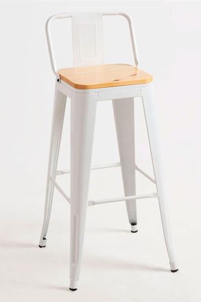 Regalos Miguel Taburete blanco vintage en madera