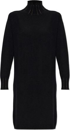 Fabiana Filippi Kleedjes, Dames, Zwart, M, Wol, Gebreide jurk met coltrui