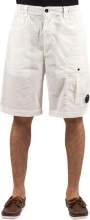 C.P. Company C.p. Company, Korte Broeken, Heren, Beige, XL, Katoen, Logo-patch Cargo Shorts