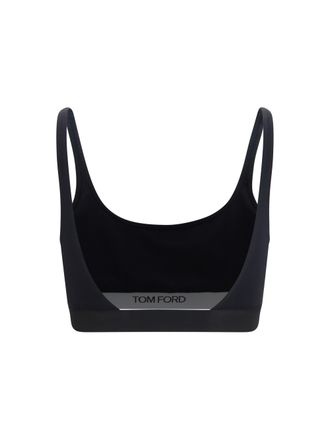Tom Ford Logo-Embroidered Modal Sports Bra - Black