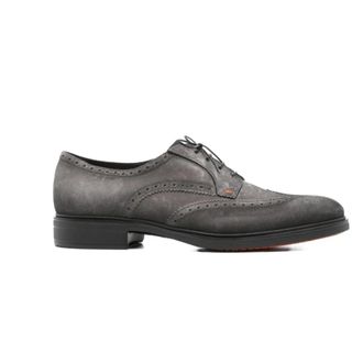 Santoni Easy Oxford Schoenen - Heren - Veterschoenen - Grijs - 40 1/2 EU - Leer - Schoenen