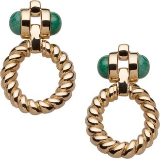 Jennifer Zeuner Davis Malachite Hoop Drop Earrings in Yellow Gold at Nordstrom