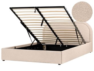 Beliani Cama matrimonial de tejido beige 160x200