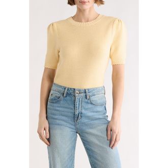 Melrose and Market Textured Stitch Short Sleeve Sweater in Beige Gelato at Nordstrom Rack, Size Xx-Large