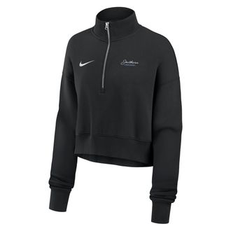 Nike Womens College Phoenix Fleece (Southern University and A&M College) Cropped 1/4-Zip Pullover in Black | ZW34590SUAM25-BLK