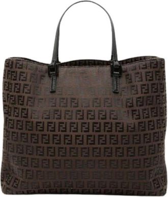 Fendi Pre-owned Vintage Canvas Tote - Dames - Vintage Shopper - Bruin - ONE Size - Leer - Vintage