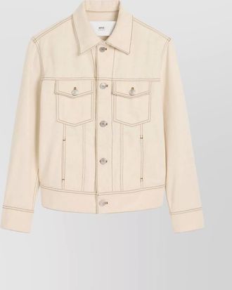 Ami cotton jacket with long sleeves and pointed collar