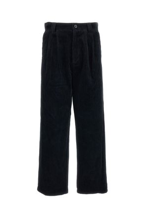 A.P.C. Black Pleated Tapered Cotton Corduroy Trousers