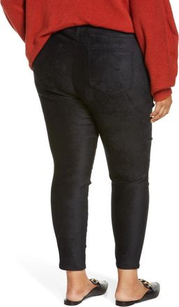 NYDJ Womens NYDJ Ami Skinny Pants Black Faux Suede Cropped JZZ470