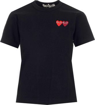 Comme Des Garçons Multi Hearts T-Shirt Nero-Donna